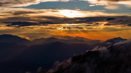 Spectacular burning sky at dawn