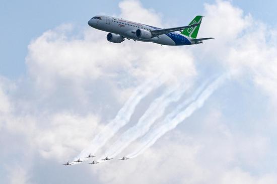 China's C919 passenger jet attends rehearsal flight in Singapore